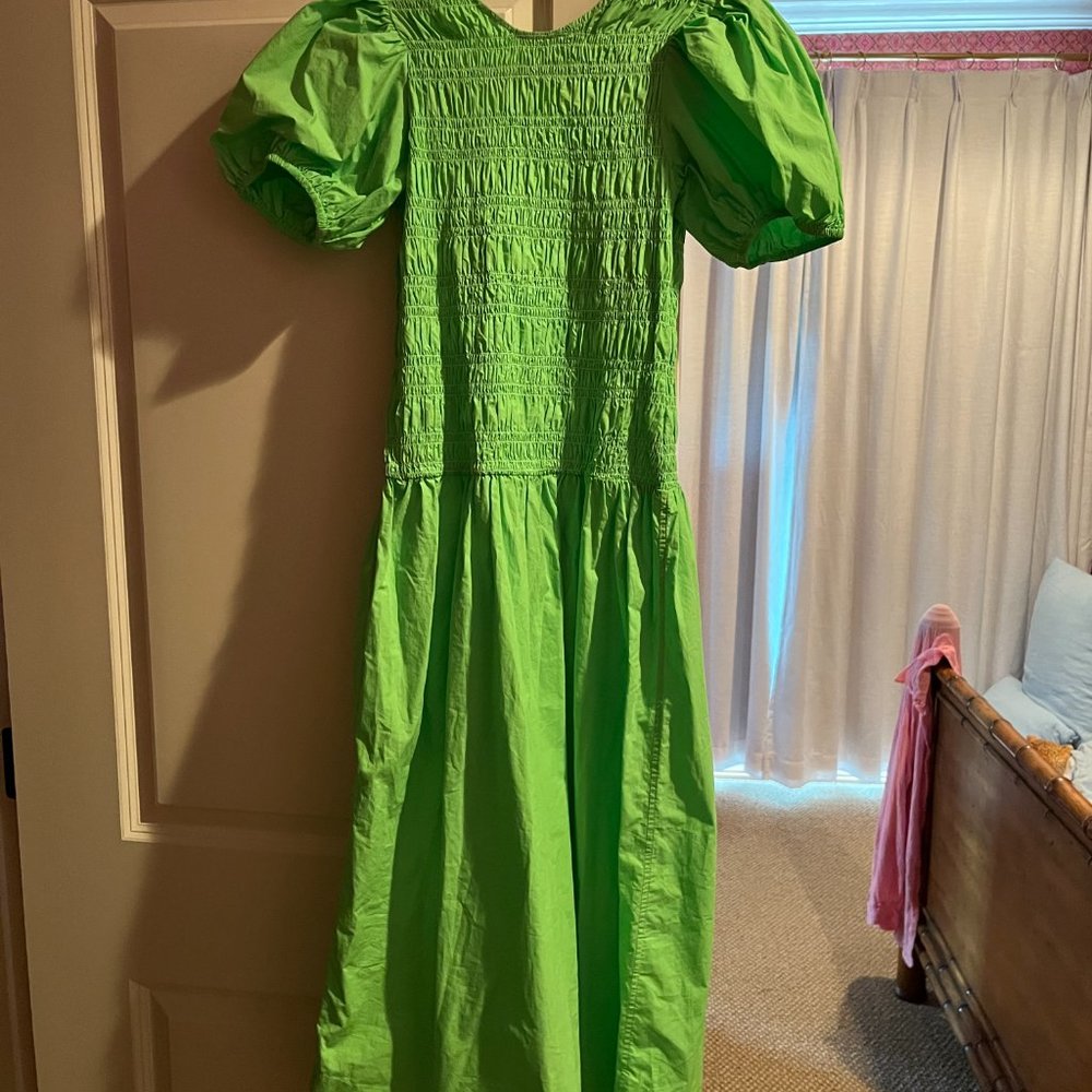 GANNI Broderie anglaise cotton midi dress - SIZE 6